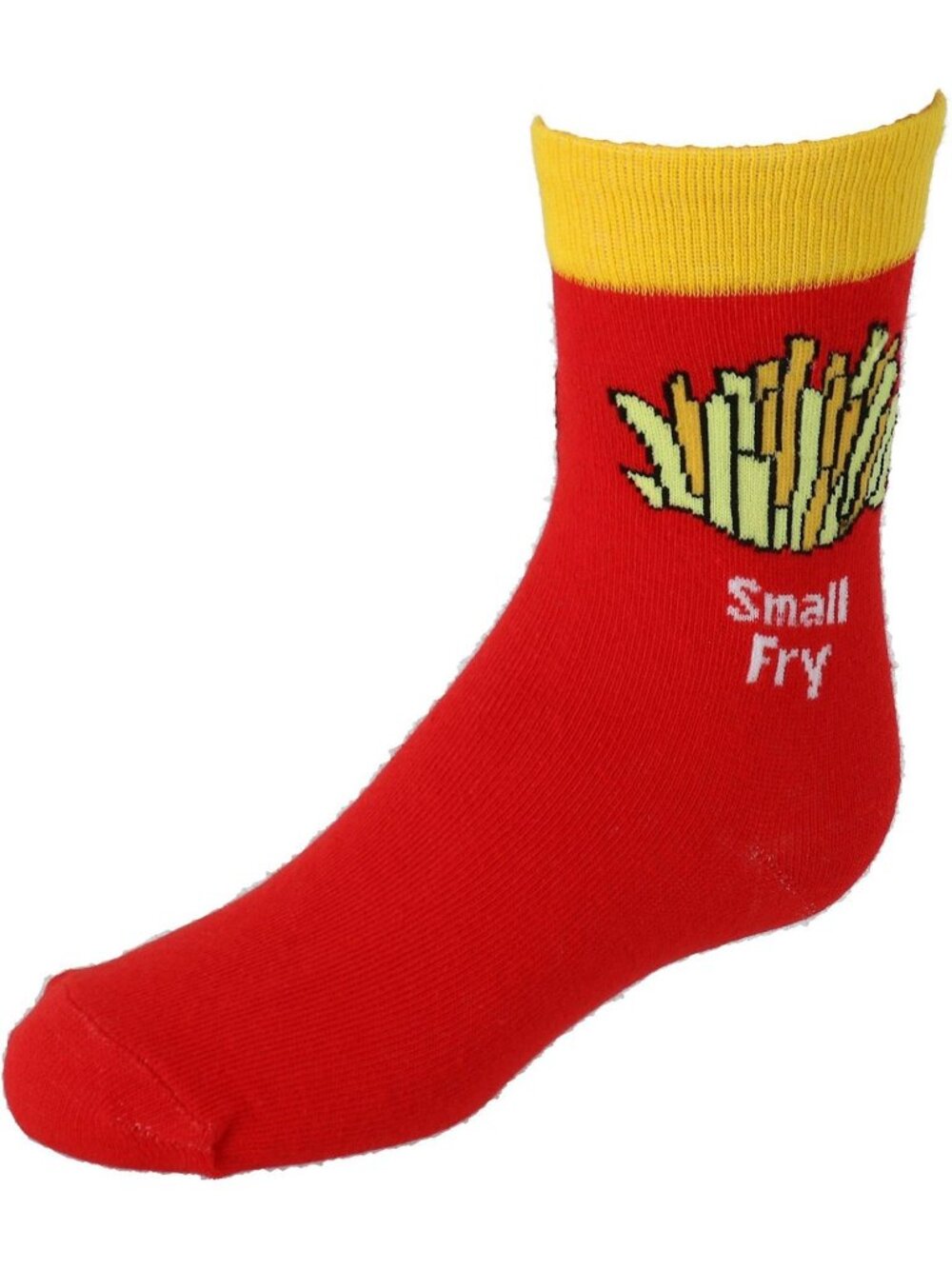 Small Fry Kids Socks By Two Left Feet Ages 3-6 Size 8-13 Red & Yellow With Frenc